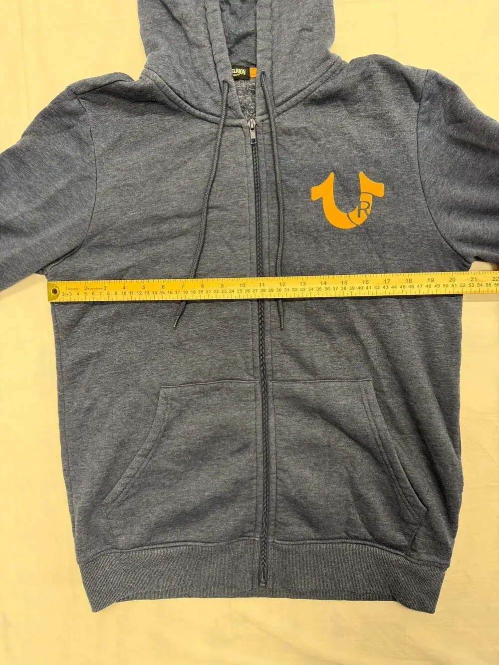 True Religion Men's World Tour Graphic Zip-Up Hoodie Blue